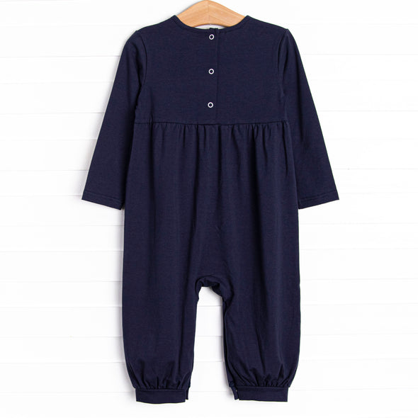 Jolly St. Nick Applique Romper, Navy