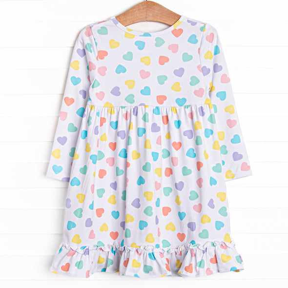 Candy Hearts Dress, White