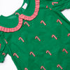 Candy Cane Craze Embroidered Dress, Green