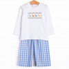 Dino Row Smocked Pant Set, Blue