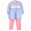 Dino Row Smocked Legging Set, Blue