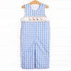 Dino Row Smocked Long Jon Jon, Blue