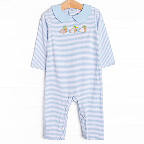 Seasonal Swim Applique Romper, Blue