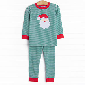 Checking It Twice Applique Pajama Set, Red and Green