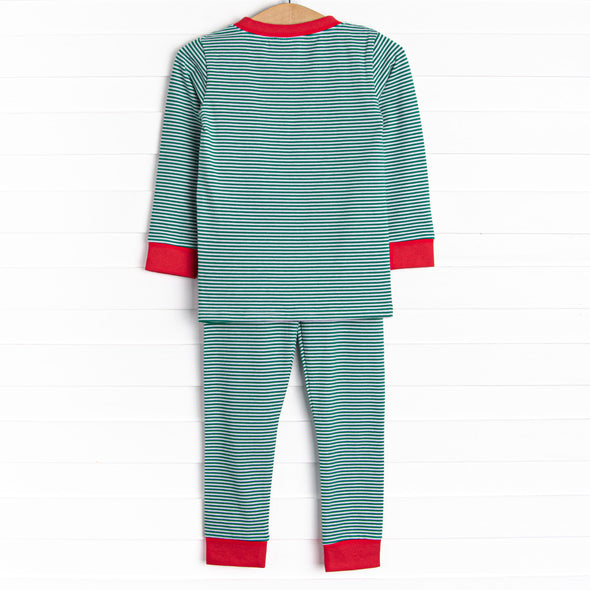 Checking It Twice Applique Pajama Set, Red and Green