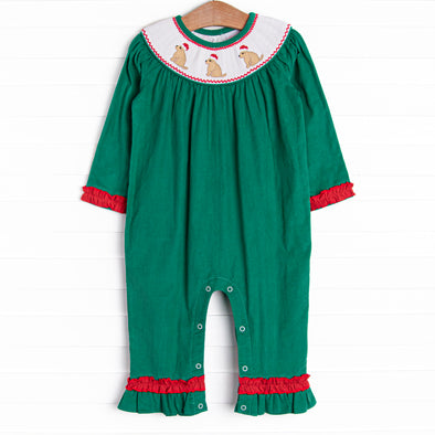 Fa La La Labs Smocked Romper, Green