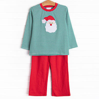 Checking It Twice Applique Pant Set, Red and Green