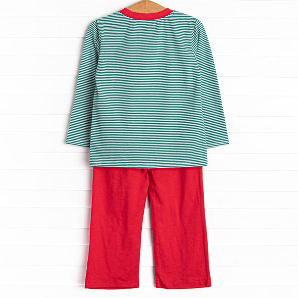 Checking It Twice Applique Pant Set, Red and Green