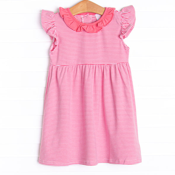 Hannah Dress, Pink Stripe