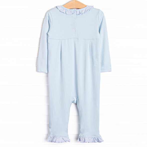 Stella Pima Ruffle Romper, Light Blue