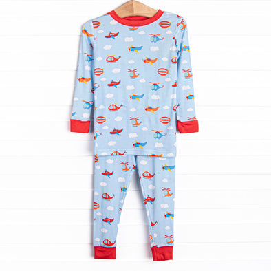 Sky Soaring Bamboo Pajama Set, Blue