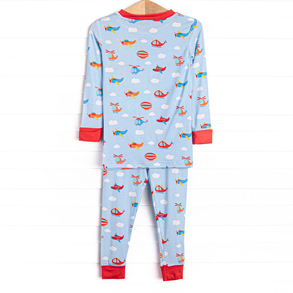 Sky Soaring Bamboo Pajama Set, Blue