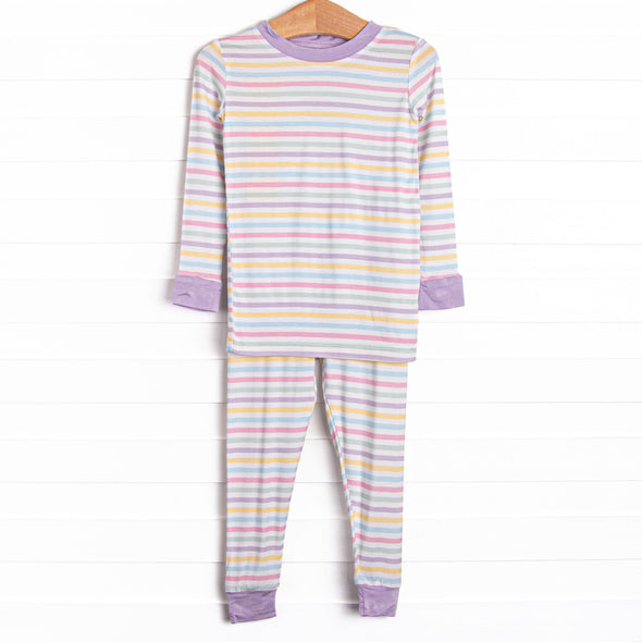 Snooze and Stripes Bamboo Pajama Set, Purple