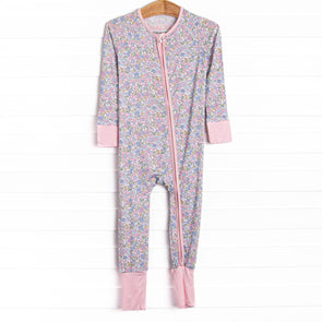 Pastel Poppies Bamboo Zippy Pajama, Pink