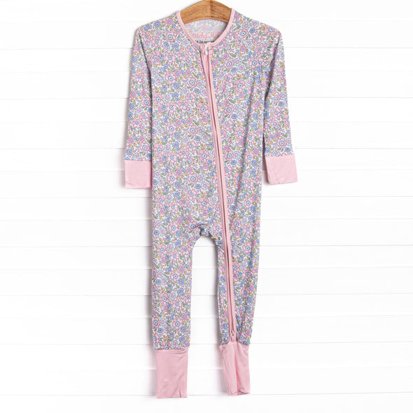 Pastel Poppies Bamboo Zippy Pajama, Pink