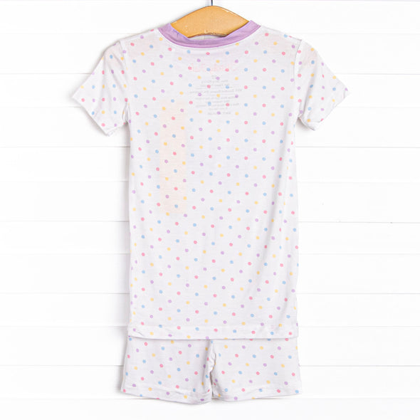 Mary Multidot Bamboo Pajama Short Set, Purple