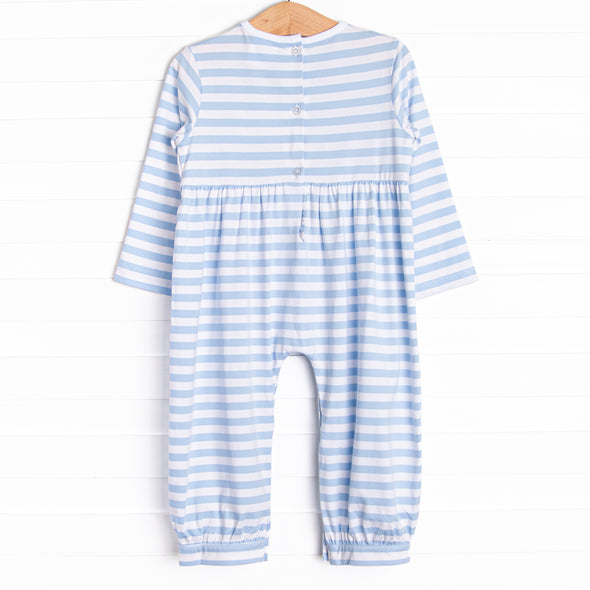 Sports Smocked Romper, Blue