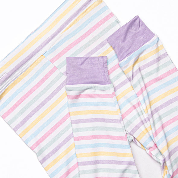 Snooze and Stripes Bamboo Pajama Set, Purple