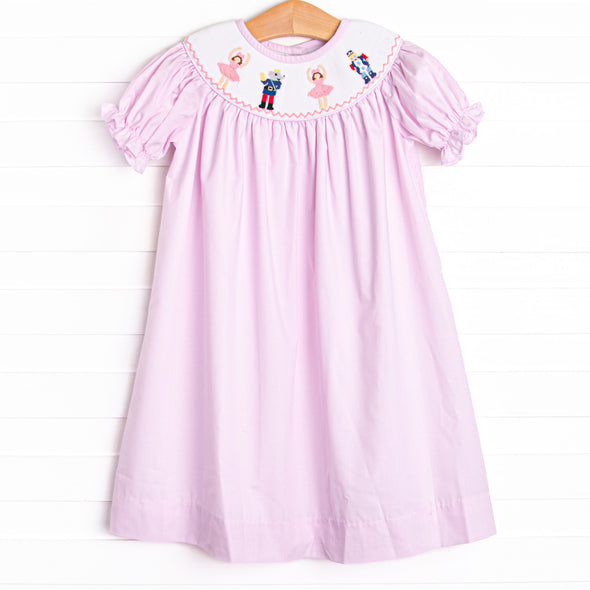 Christmas Ballet Smocked Bishop Dress, Pink