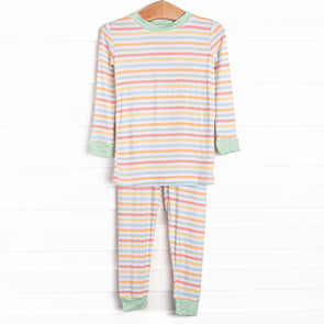 Snooze and Stripes Bamboo Pajama Set, Green