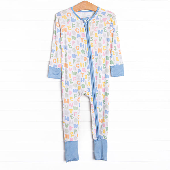 Alphabet Bamboo Zippy Pajama, Blue