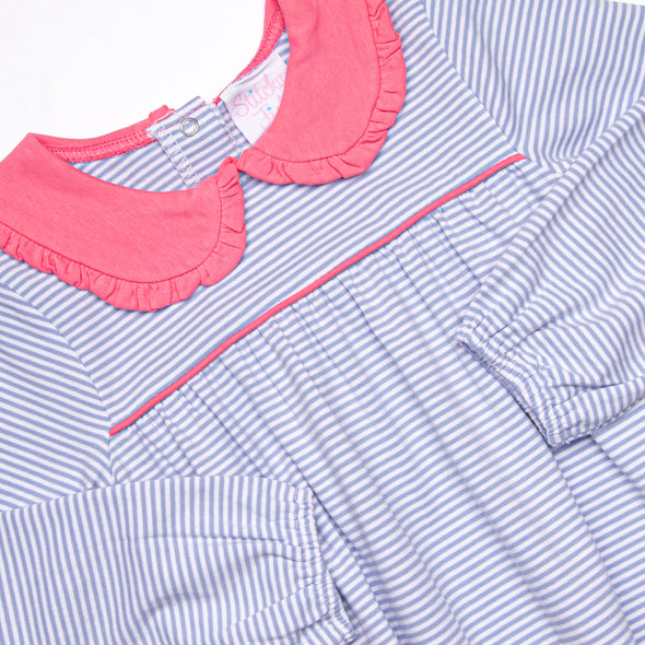 Lydia Romper, Periwinkle Stripe