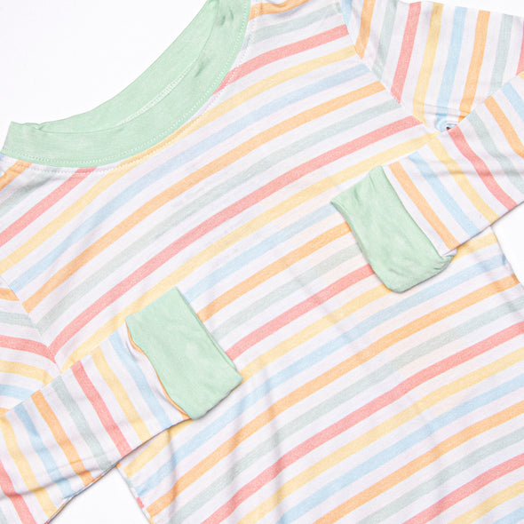 Snooze and Stripes Bamboo Pajama Set, Green