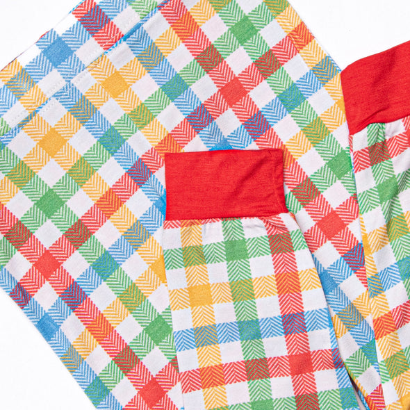 Primary School Plaid Bamboo Pajama Set, Red