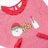 Santa's Treat Trio Applique Ruffle Romper, Red