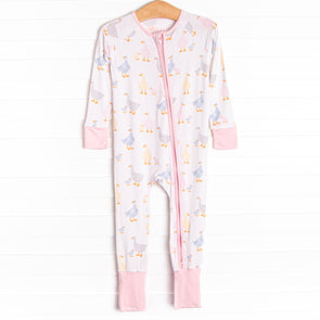 Duckling Dash Bamboo Zippy Pajama, Pink