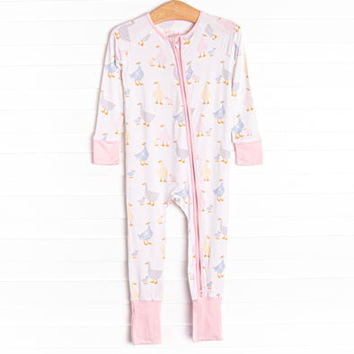 Duckling Dash Bamboo Zippy Pajama, Pink