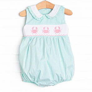 Shoreline Shuffle Smocked Girl Bubble, Mint