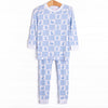 Hare Hopscotch Bamboo Pajama Set, Blue