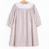 Noah's Ark Smocked Bishop Dress, Tan