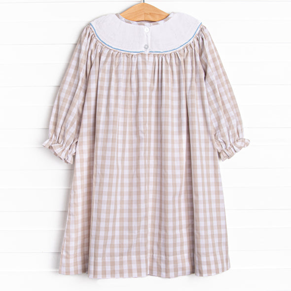 Noah's Ark Smocked Bishop Dress, Tan