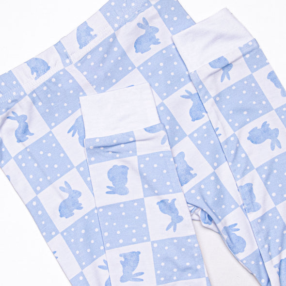 Hare Hopscotch Bamboo Pajama Set, Blue