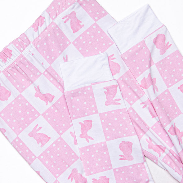 Hare Hopscotch Bamboo Pajama Set, Pink