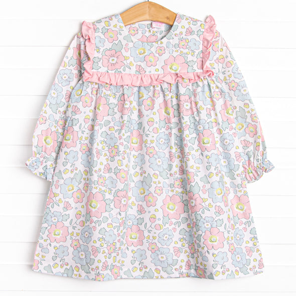 Early Fall Florals Ruffle Dress, Pink