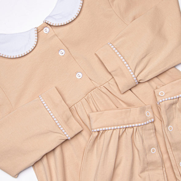 Mocha Moment Long Romper, Tan