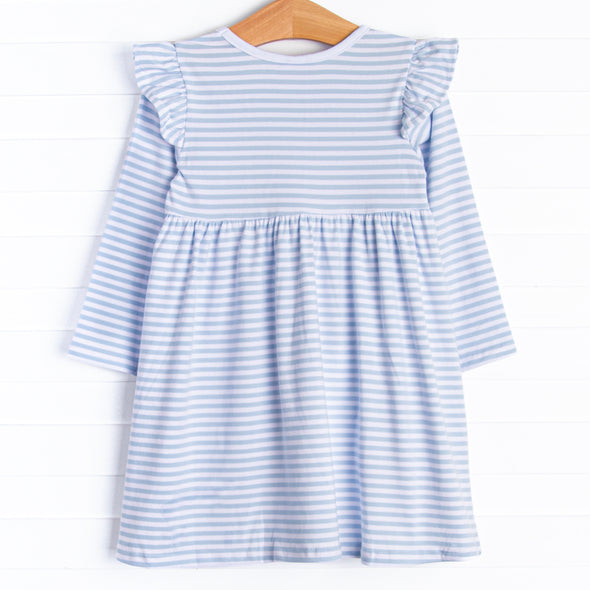 Everly Long Sleeve Dress, Blue Stripe