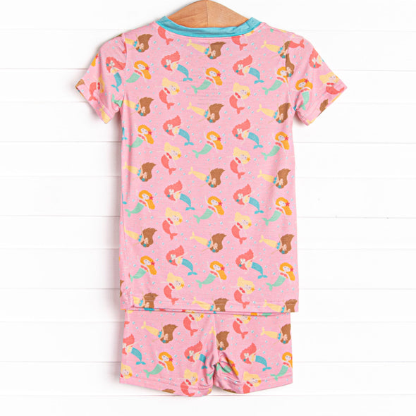 Flippers and Friends Bamboo Pajama Short Set, Pink