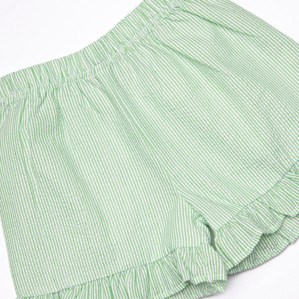 Study Time Saurus Applique Ruffle Short Set, Green