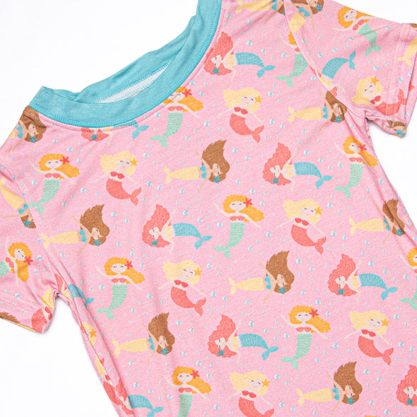 Flippers and Friends Bamboo Pajama Short Set, Pink