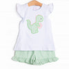 Study Time Saurus Applique Ruffle Short Set, Green