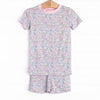 Pastel Poppies Bamboo Pajama Short Set, Pink