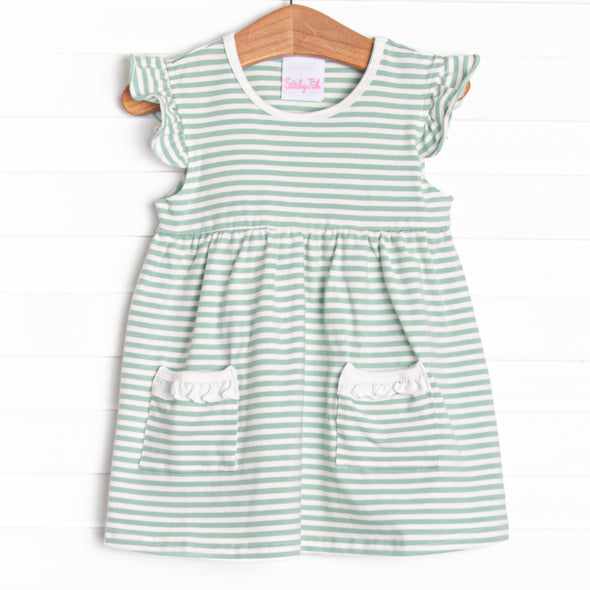 Everly Dress, Sage Stripe