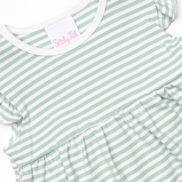 Everly Dress, Sage Stripe