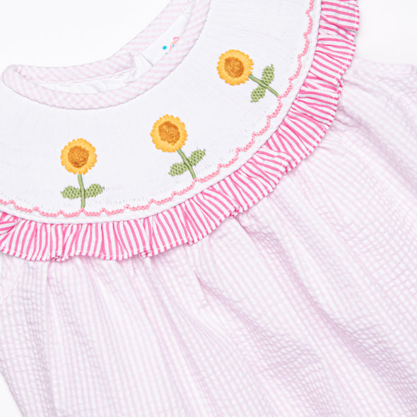 Sunflower Summer Smocked Bishop Dress, Pink