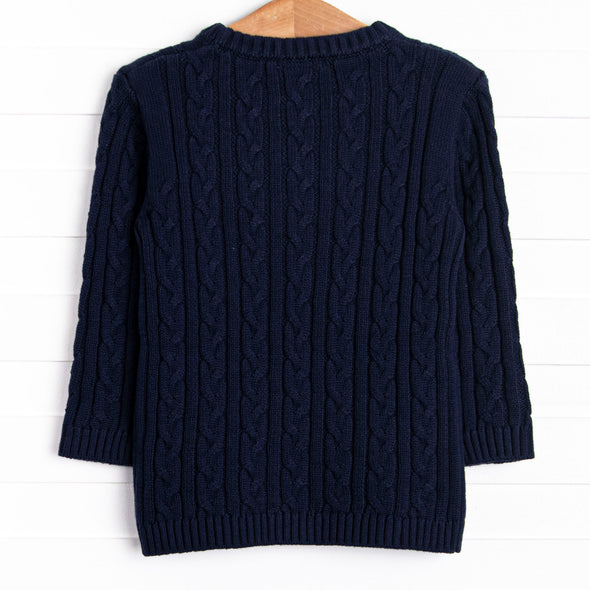 Caleb Cable Knit Sweater, Navy