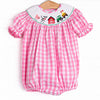 Fun at the Farm Smocked Bubble, Pink Check